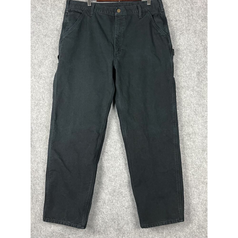 Carhartt Pants Mens 40x32 Black Flannel Lined Duck Canvas Carpenter‎ Work B111